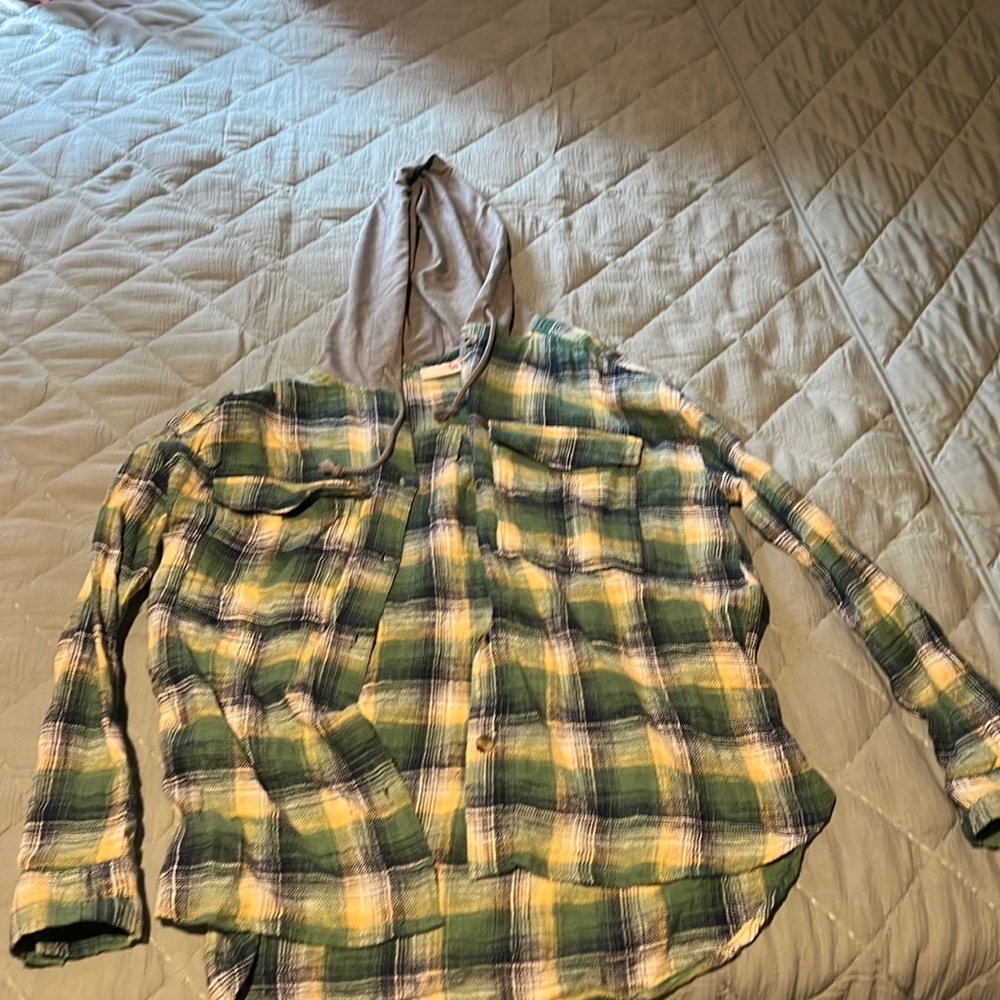 Plaid flannel with hood